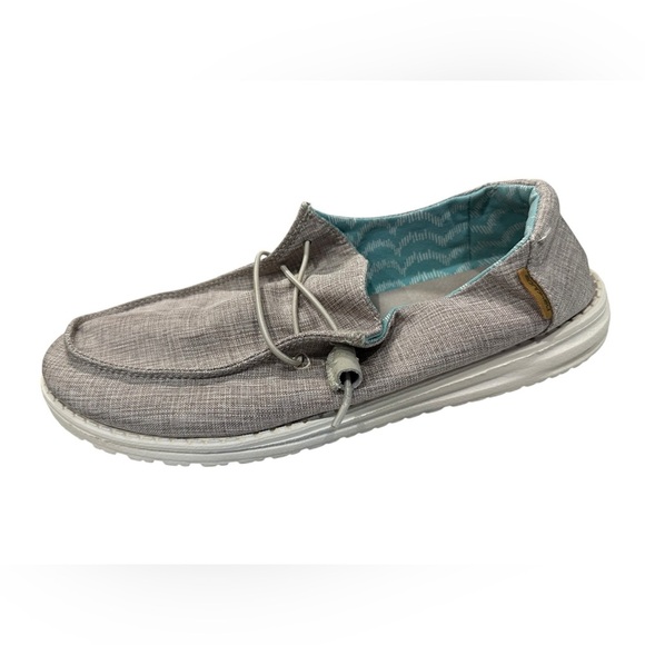 Women’s HEY DUDE Wendy Gray Chambray Slip On Shoes Size 10 - Picture 3 of 6